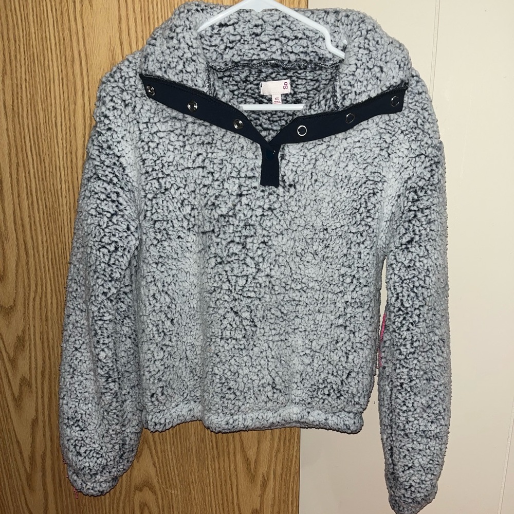 SO Navy Blue and White Fleece Jacket